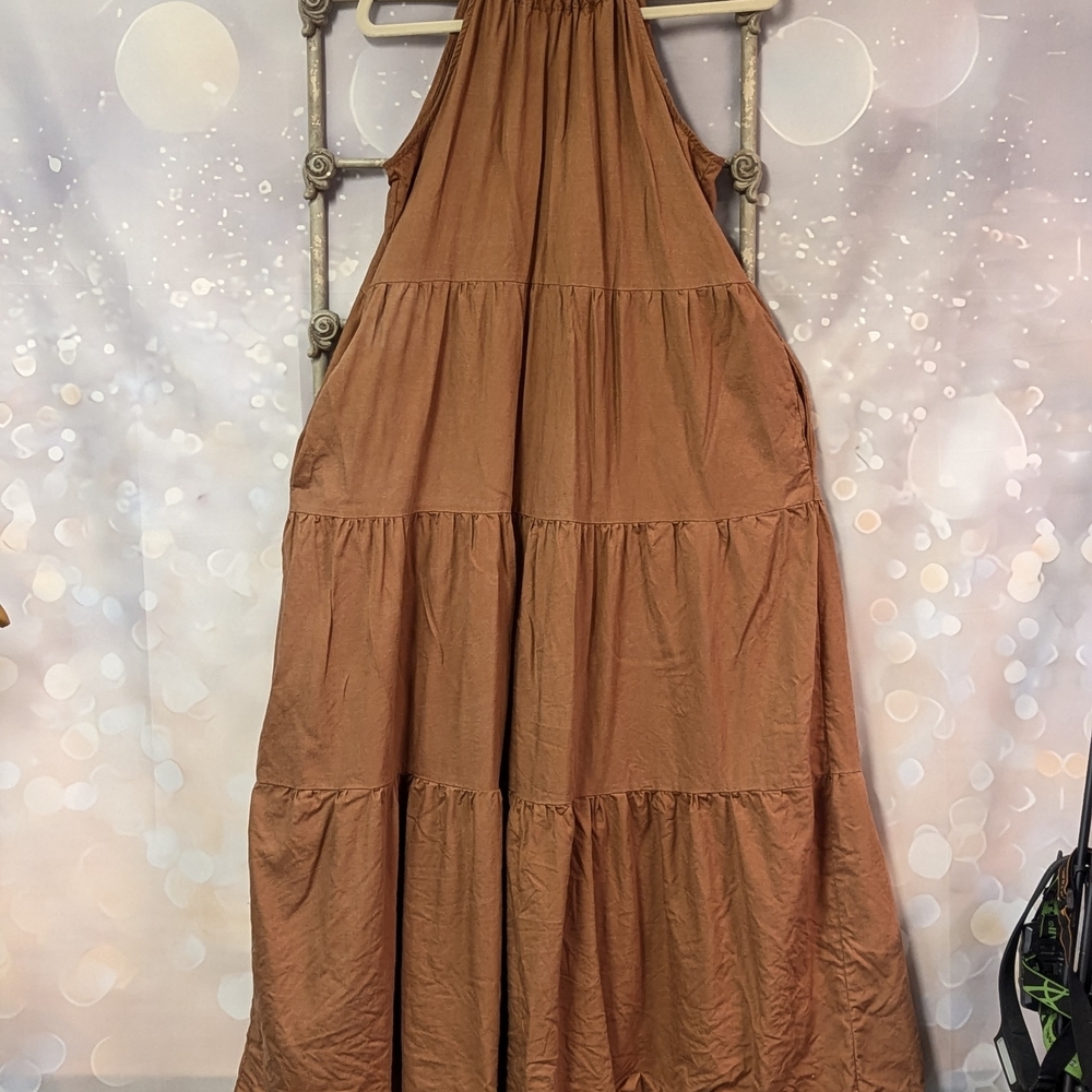 Brown Halter Maxi Dress